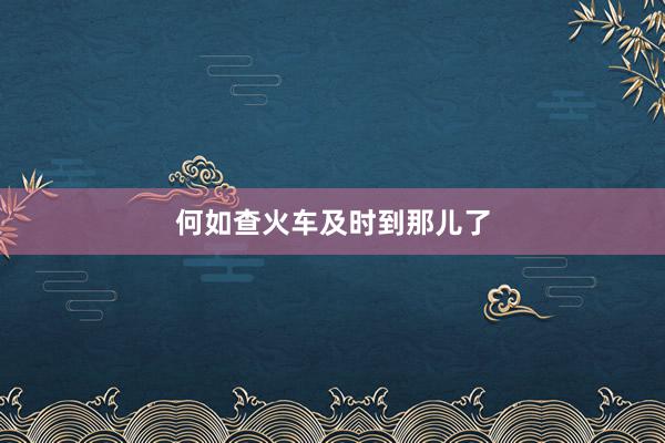 何如查火车及时到那儿了