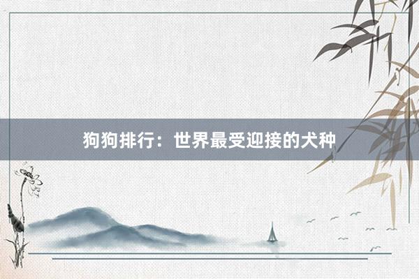 狗狗排行:世界最受迎接的犬种